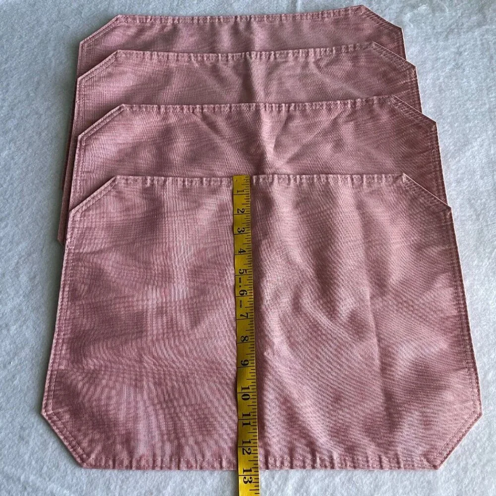 Vintage Placemats Reversible Octagonal Mauve Pink Textured Fabric Dining Kitchen